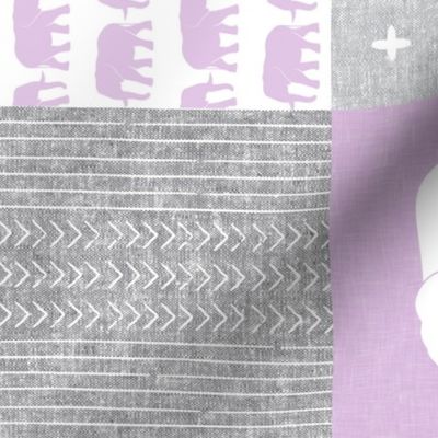 Elephant wholecloth - cross my heart - purple (90)