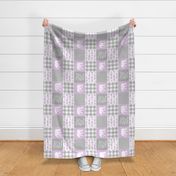 Elephant wholecloth - I love you more than you will ever know - patchwork - plaid - purple (90)