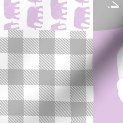 Elephant wholecloth - I love you more than you will ever know - patchwork - plaid - purple (90)