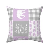 Elephant wholecloth - I love you more than you will ever know - patchwork - plaid - purple (90)