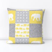 Elephant wholecloth - cross my heart - yellow 