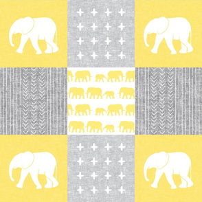 Elephant wholecloth - cross my heart - yellow 