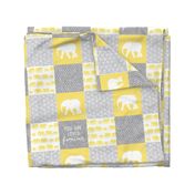 Elephant wholecloth - You are loved forever.  - yellow