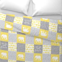 Elephant wholecloth - You are loved forever.  - yellow