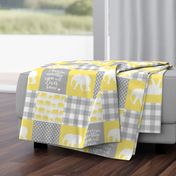 Elephant wholecloth - I love you more than you will ever know - patchwork - plaid - yellow