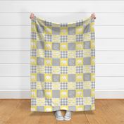 Elephant wholecloth - I love you more than you will ever know - patchwork - plaid - yellow