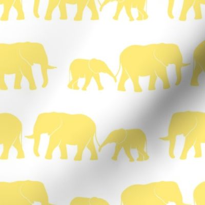 elephants march - yellow on white