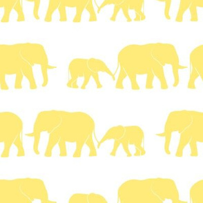 elephants march - yellow on white