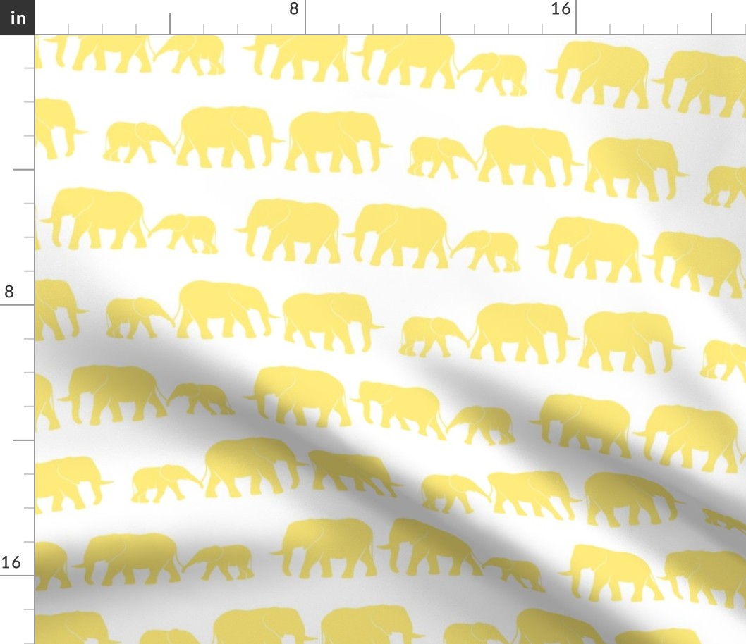 elephants march - yellow on white
