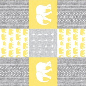 Elephant wholecloth - cross my heart - yellow (90)