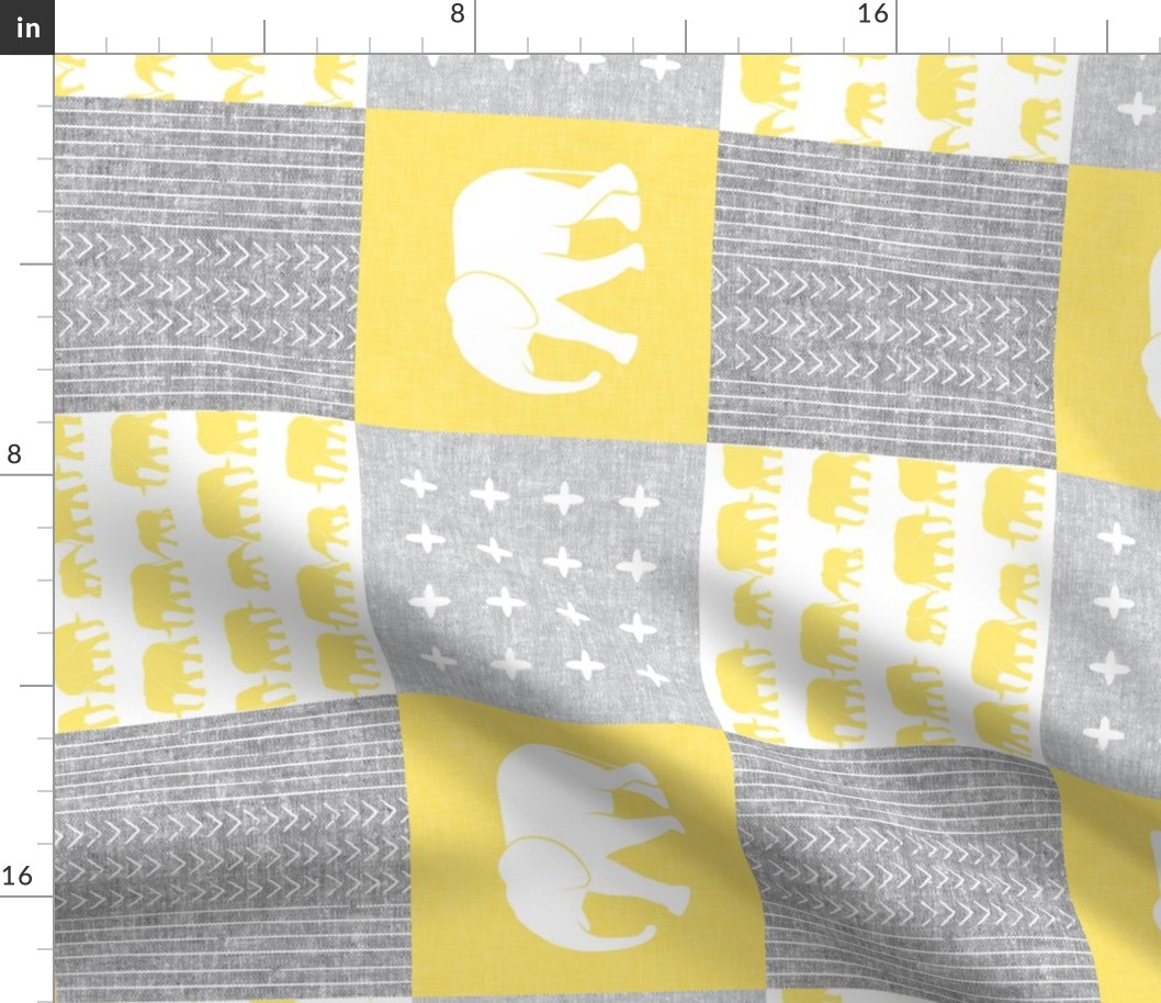 Elephant wholecloth - cross my heart - yellow (90)