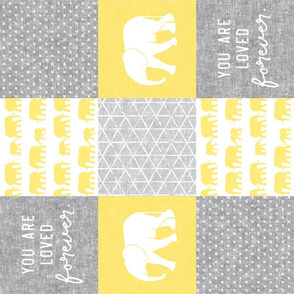 Elephant wholecloth - You are loved forever.  - yellow (90)