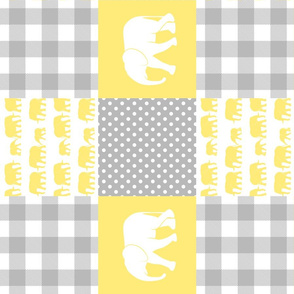 elephant wholecloth - plaid and polka dots - yellow (90)