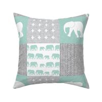 Elephant wholecloth - cross my heart - mint