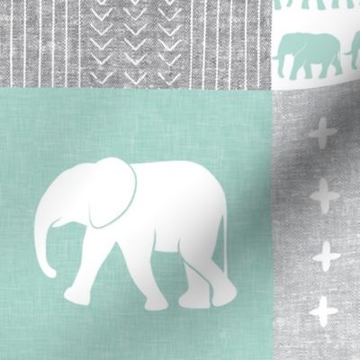 Elephant wholecloth - cross my heart - mint