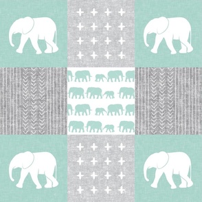  Spoonflower Fabric - Teal Elephant Quilt Mint