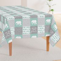 Elephant wholecloth - You are loved forever.  - mint