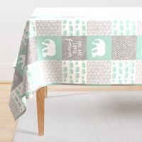 Elephant wholecloth - You are loved forever.  - mint