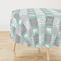 Elephant wholecloth - You are loved forever.  - mint