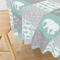 Elephant wholecloth - You are loved forever.  - mint