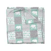 Elephant wholecloth - You are loved forever.  - mint