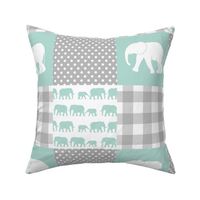 elephant wholecloth - plaid and polka dots - mint