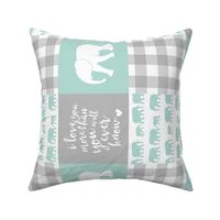 Elephant wholecloth - I love you more than you will ever know - patchwork - plaid - mint (90)