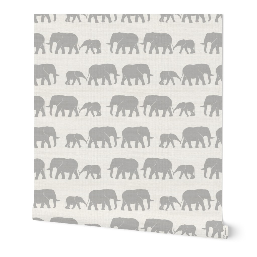 elephants march - grey on white