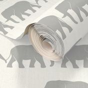 elephants march - grey on white