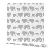 elephants march - grey on white