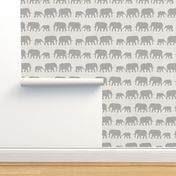 elephants march - grey on white