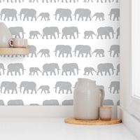 elephants march - grey on white