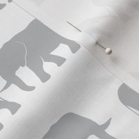 elephants march - grey on white