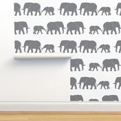 elephants march - dark grey on white