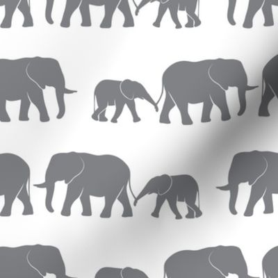 elephants march - dark grey on white