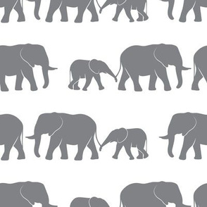 elephants march - dark grey on white