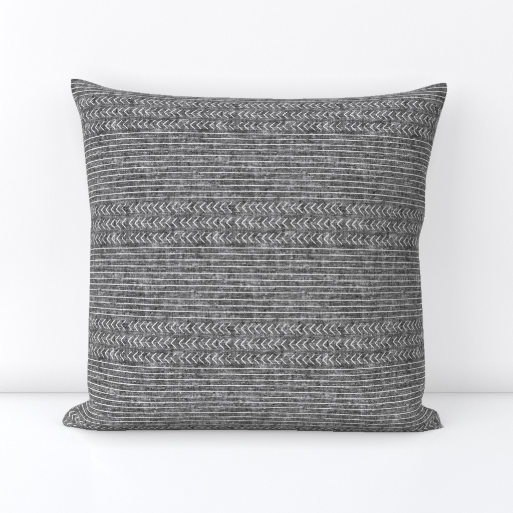 mud cloth stripes - mudcloth woven dark grey