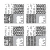 Elephant wholecloth - You are loved forever.  - grey&white  (90)