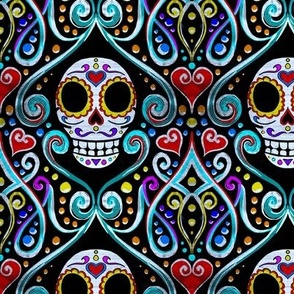 sugar skull damask