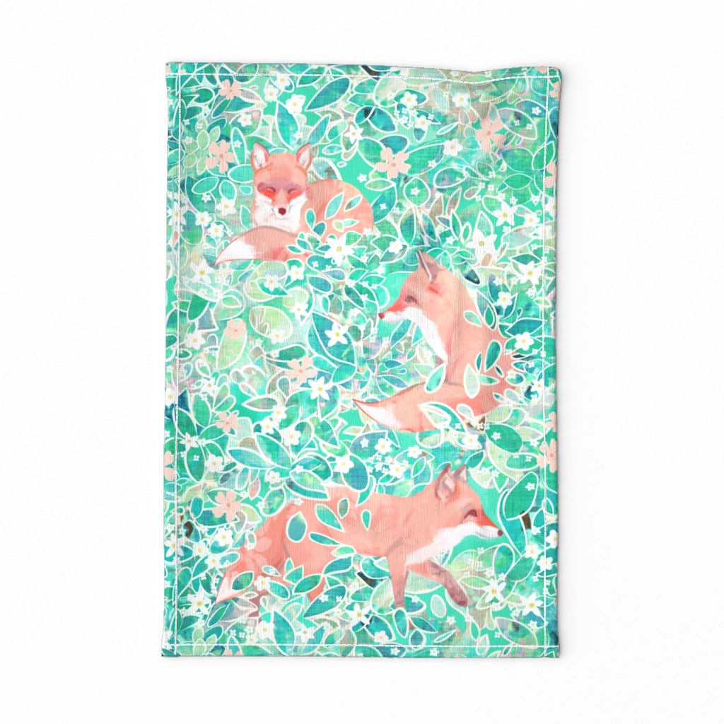 dappled fox tea towel