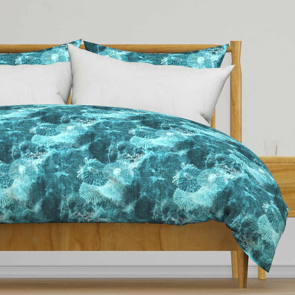 Deep Sea Ocean Nautical creatures in acid wash denim style