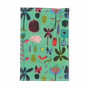 Tea Towel whimsical  Butterfly Teal