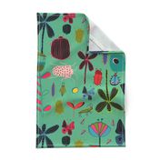 Tea Towel whimsical  Butterfly Teal