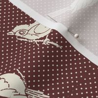 Garden Birds shadows maroon ow