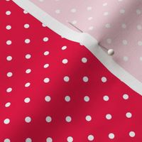 Poppy Red and White Polka Dots - Very Very Small Scale