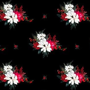 4" Red and White Christmas Flowers - Black