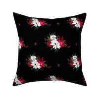 8" Red and White Christmas Flowers - Black