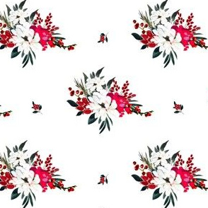 4" Red and White Christmas Flowers - White