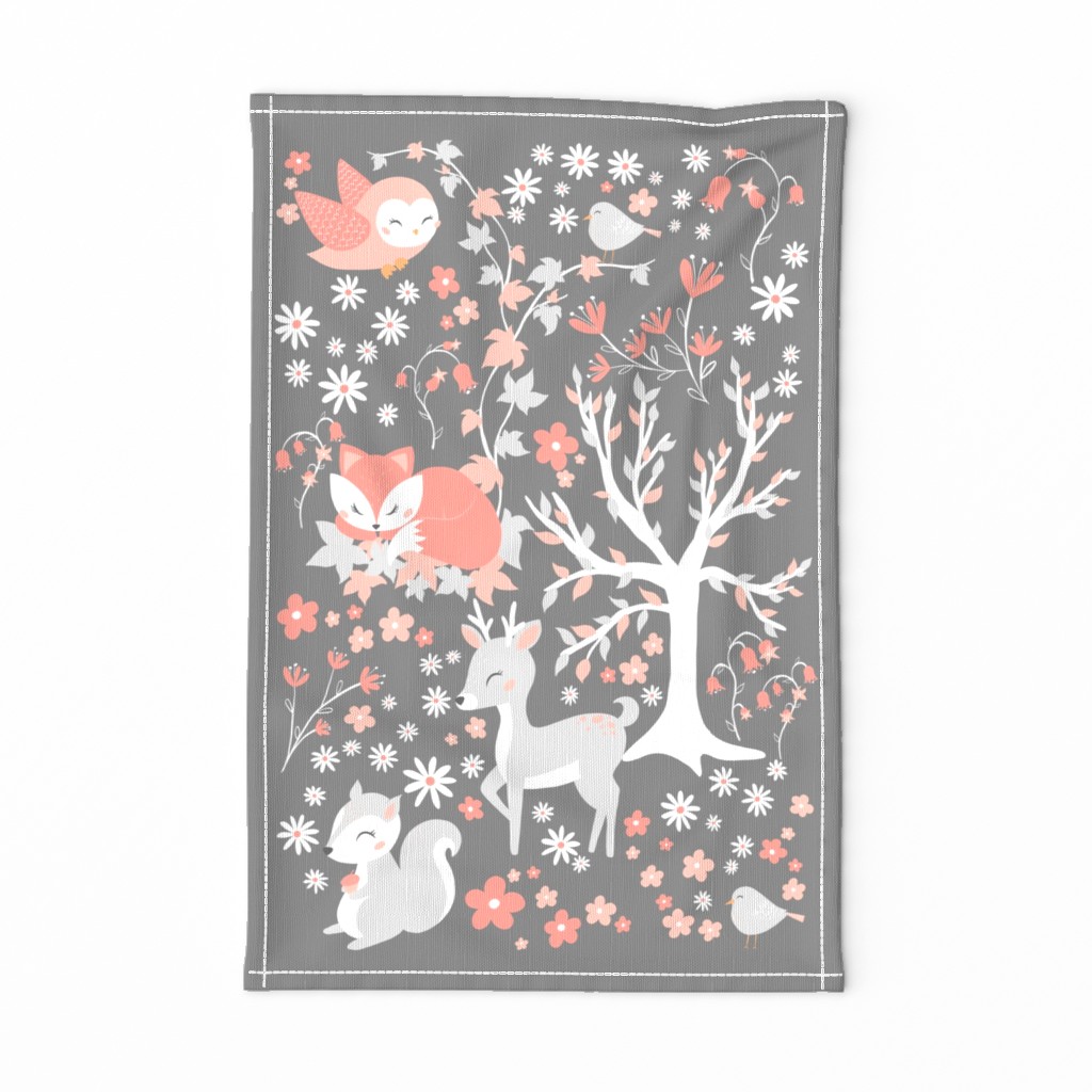 Woodland tea towel