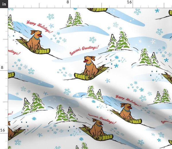 Hund Weihnachten Tiere Schnee Urlaub Winter Komisch Schneeflocke Quilten Humor Lustig Rodeln Spoonflower